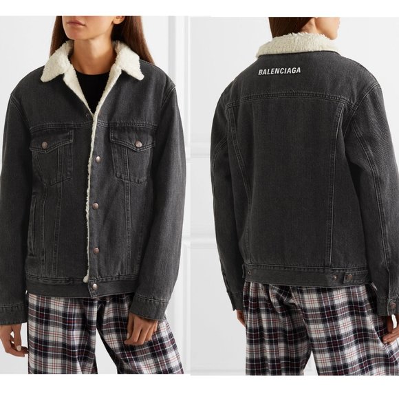 Balenciaga Jackets & Blazers - Balenciaga Faux-Shearling Trimmed Denim Jacket 38 Small